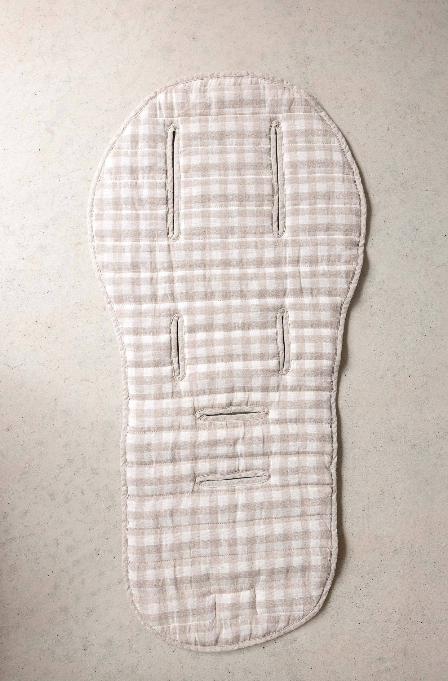 Oatmeal & Gingham - Pram Liner- Stripe quilt