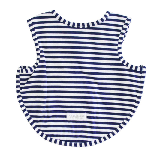 Navy Stripe Bib - Arm Holes Back Fastening