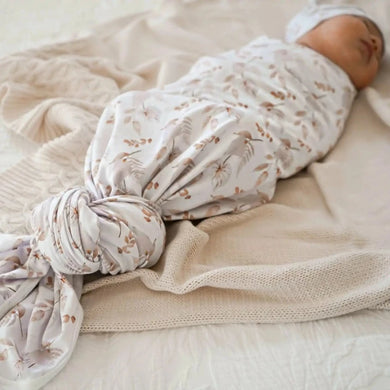 Porcelain Jersey Swaddle Stretch Wrap & Top Knot