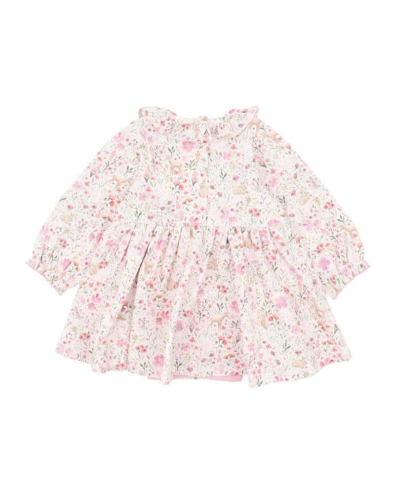 FLOSSY PRINT OVERLAY DRESS