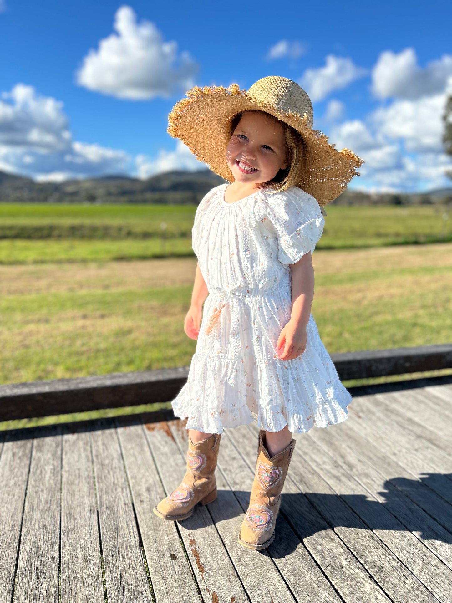 PALM COVE DITSY PRINT TIERED DRESS