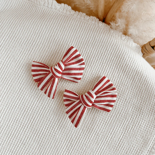 Hair Clips - Red Candy Stripe