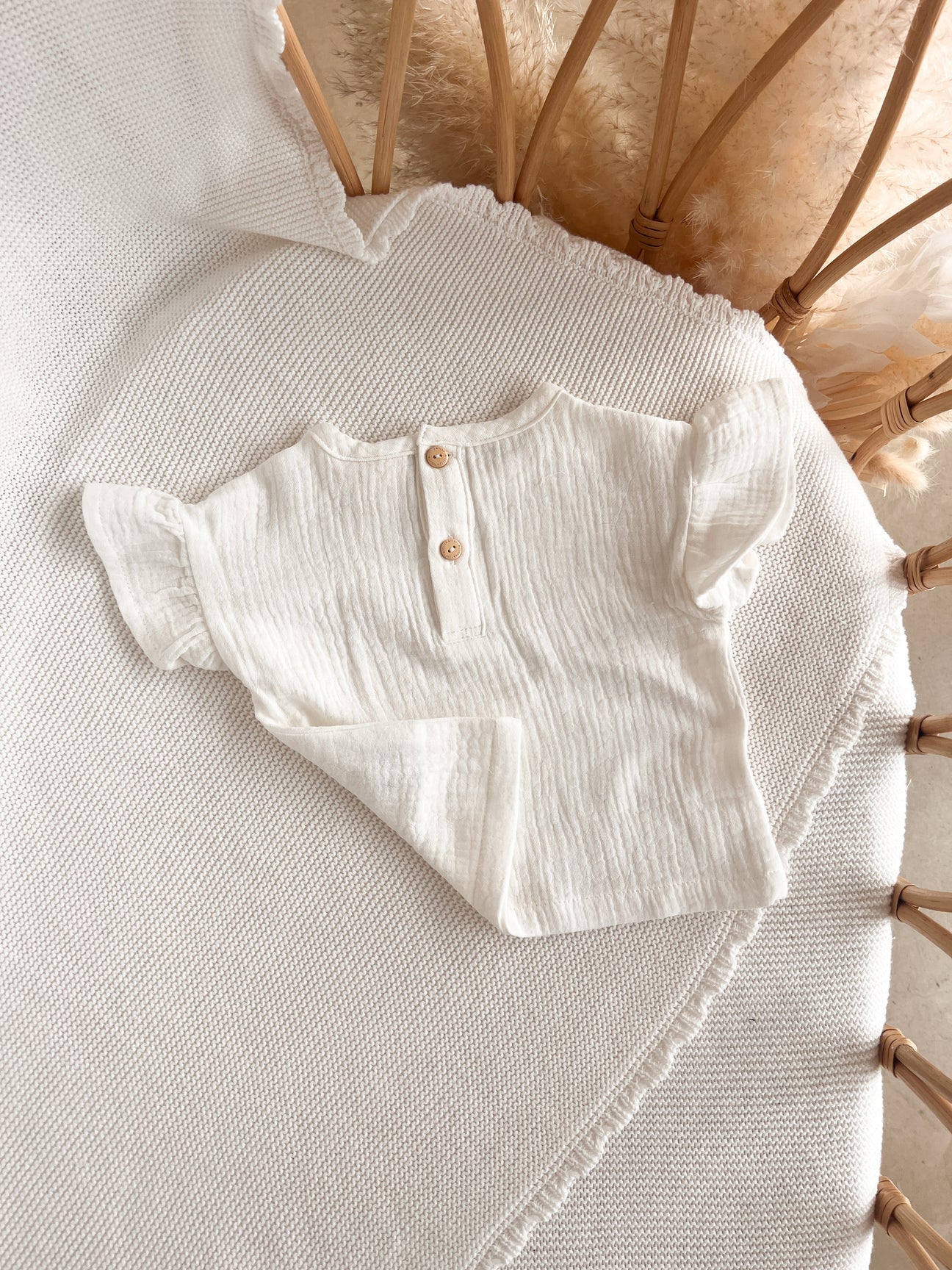 Vanilla Muslin Tee - Flutter Sleeve