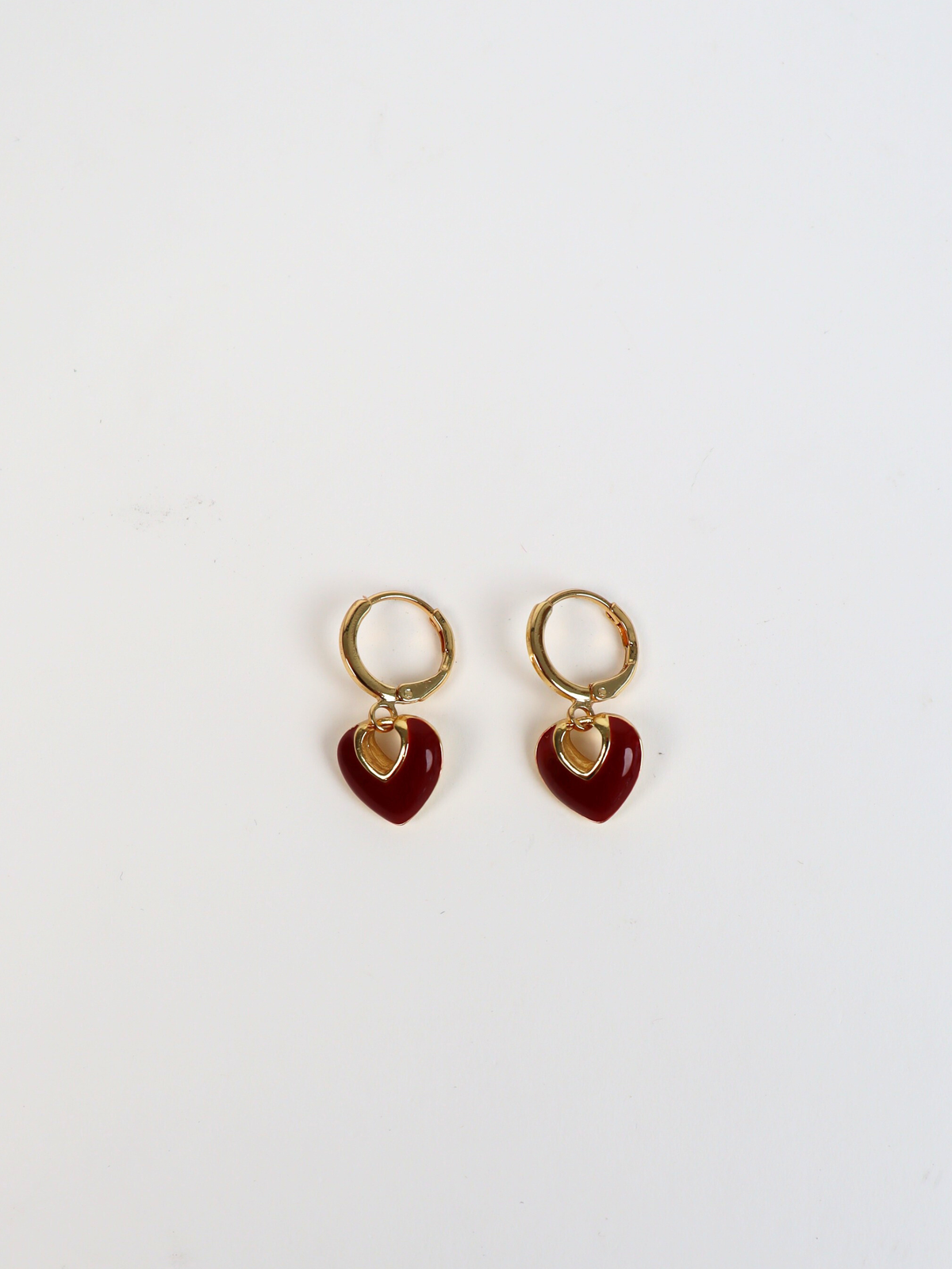 Jules Heart Red 18K Gold Plated Earrings
