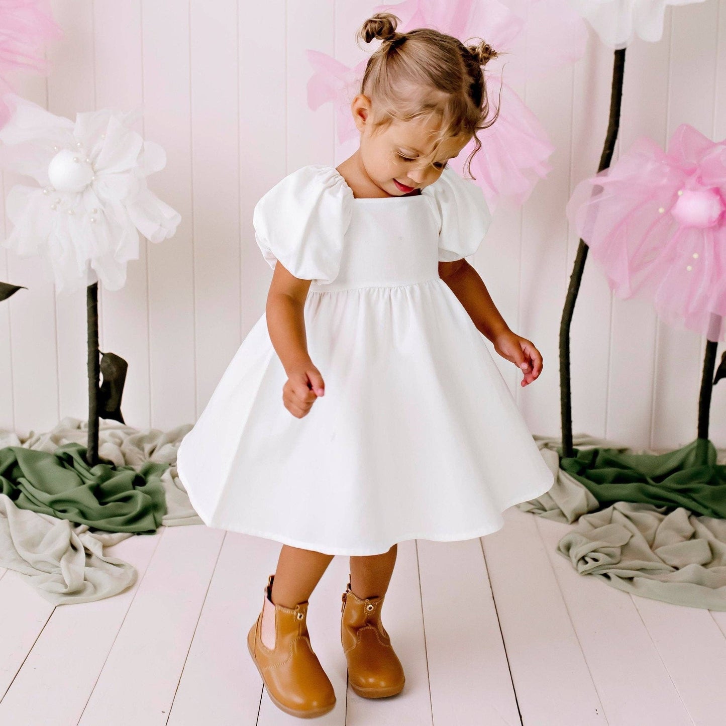 Grace Linen Baby Dress - Ecru