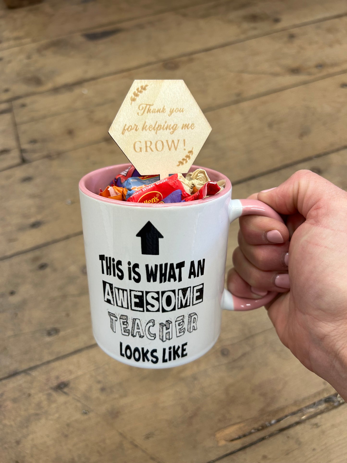 Teacher Mug with lollies - Pink