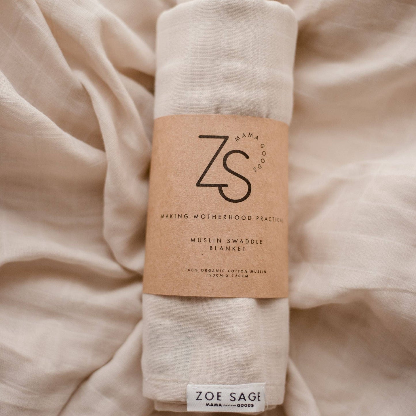 Organic Cotton Muslin Swaddle Wrap 120cm | Oat