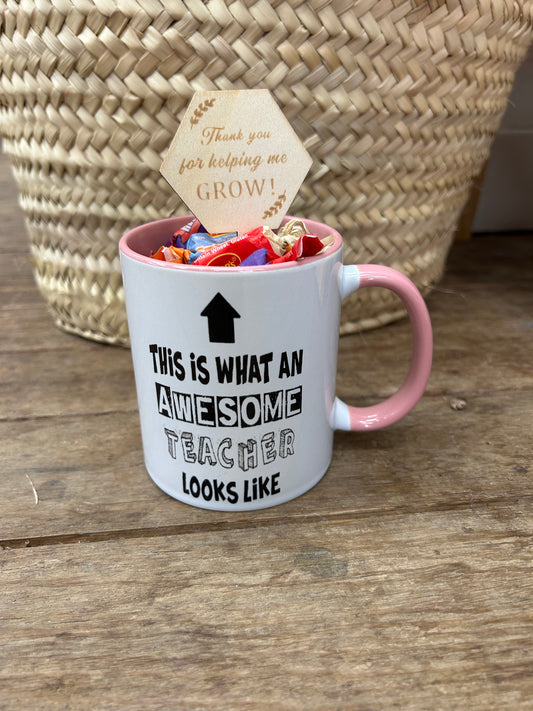 Teacher Mug with lollies - Pink