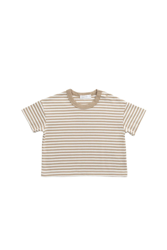 Pima Cotton Wesley Tee - Slim Stripe Brioche/Cloud