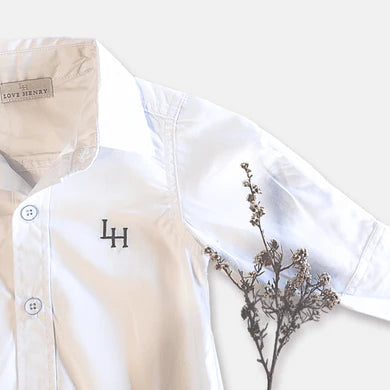 Baby Boys Dress Shirt Romper - White