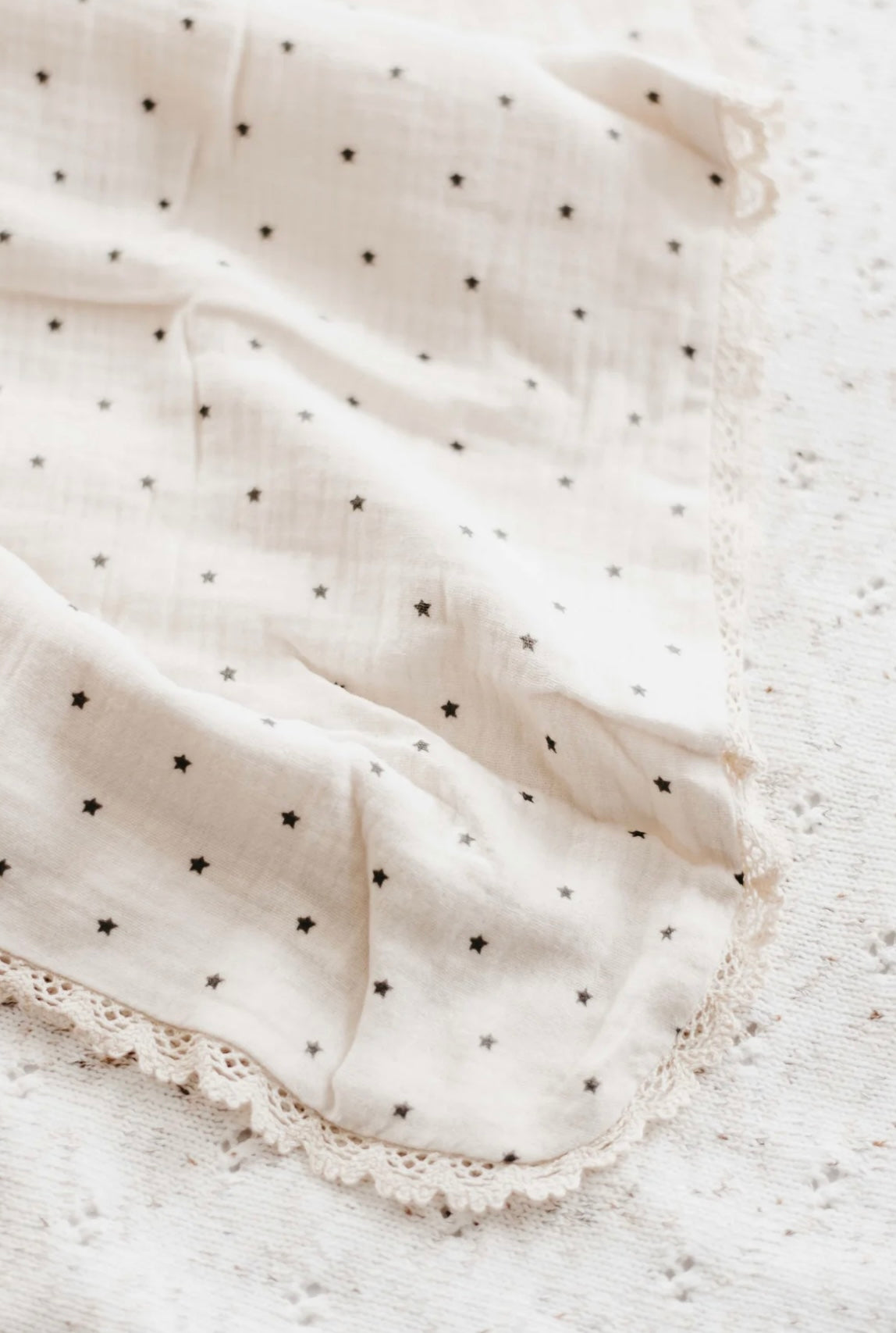Charcoal Stars Lace Blanket