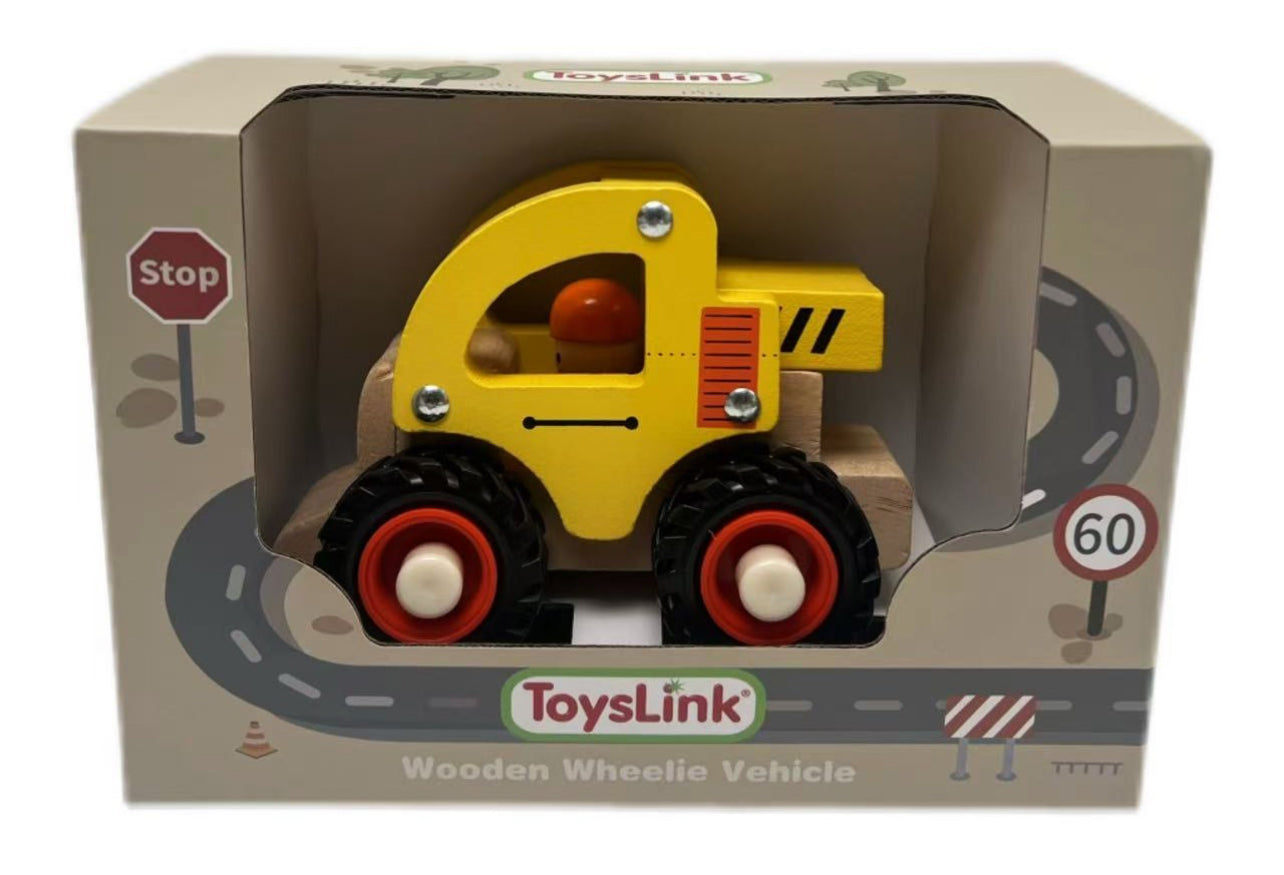Wooden Wheelie Bulldozer Toy Car