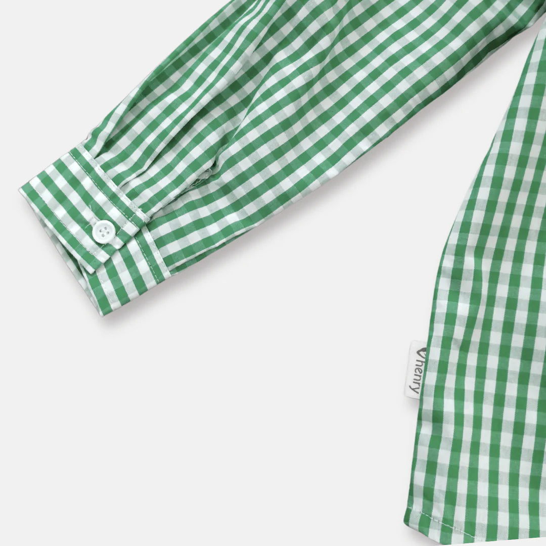 BOYS DRESS SHIRT - BRIGHT GREEN CHECK