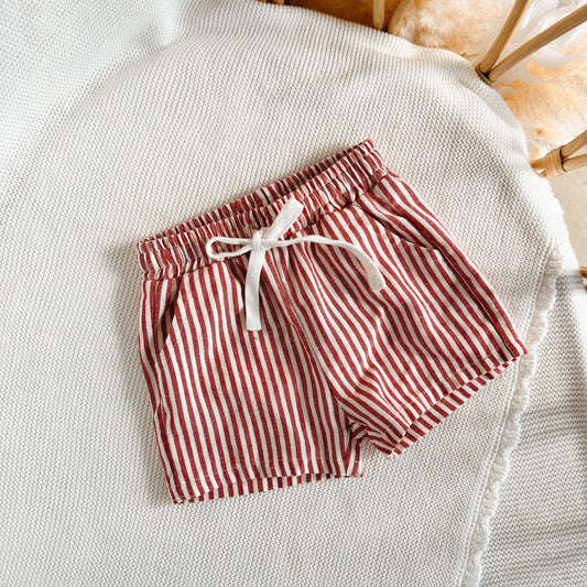Kid's Candy Stripe Shorts - Red