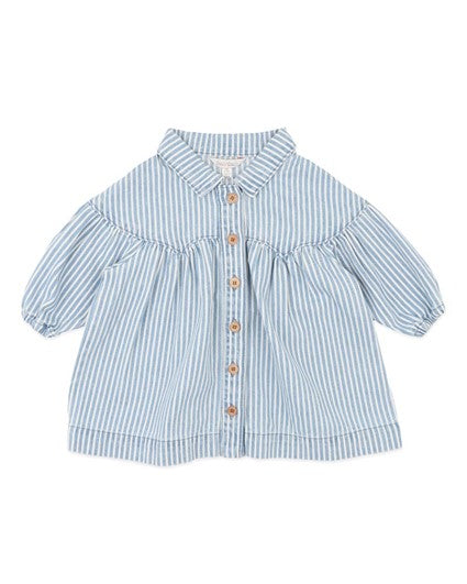 WINTER VACAY STRIPE DENIM DRESS