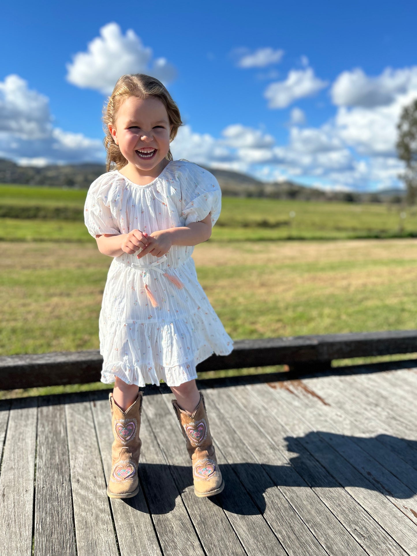 PALM COVE DITSY PRINT TIERED DRESS