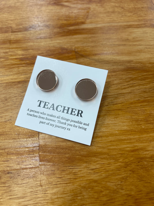 Teacher Earrings - Rose Gold Mirrored