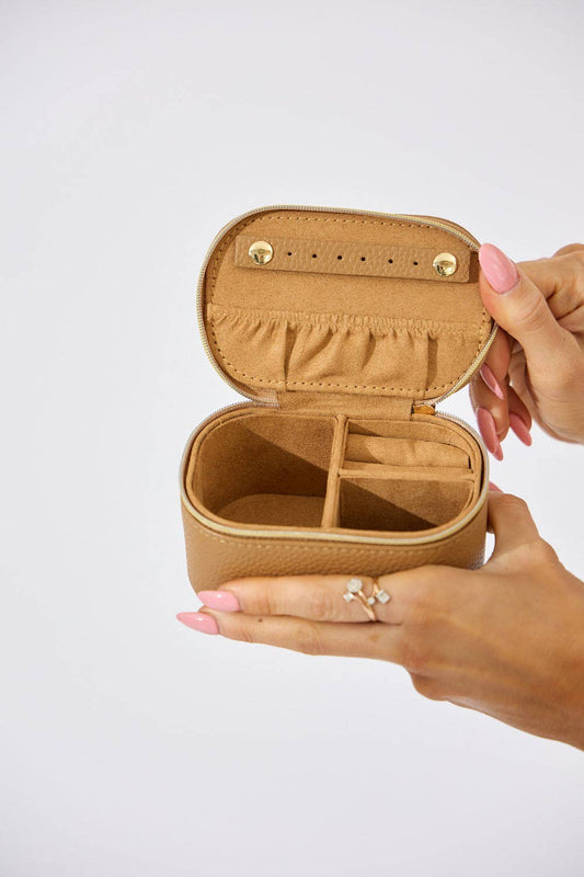 Vegan PU Leather Jewellery Box - Rectangle - Beige - Small