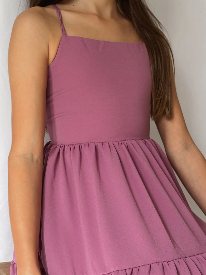 Clara Chiffon Girls Maxi Dress Mauve