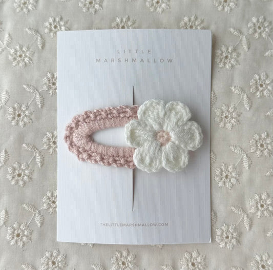 Flower - Crochet Clip - Pale Pink