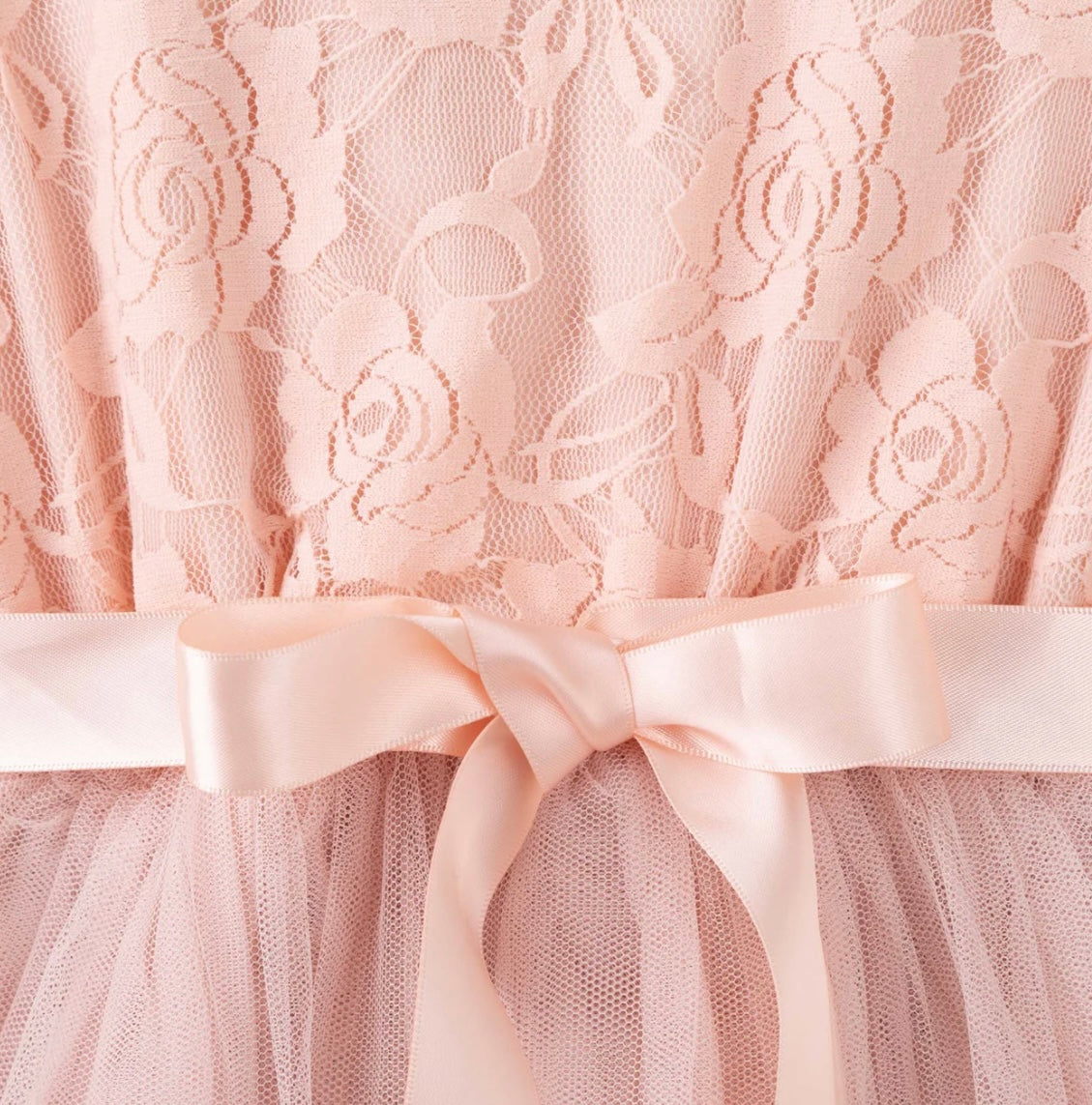 Princess Lace L/S Tutu Dress Tea Rose