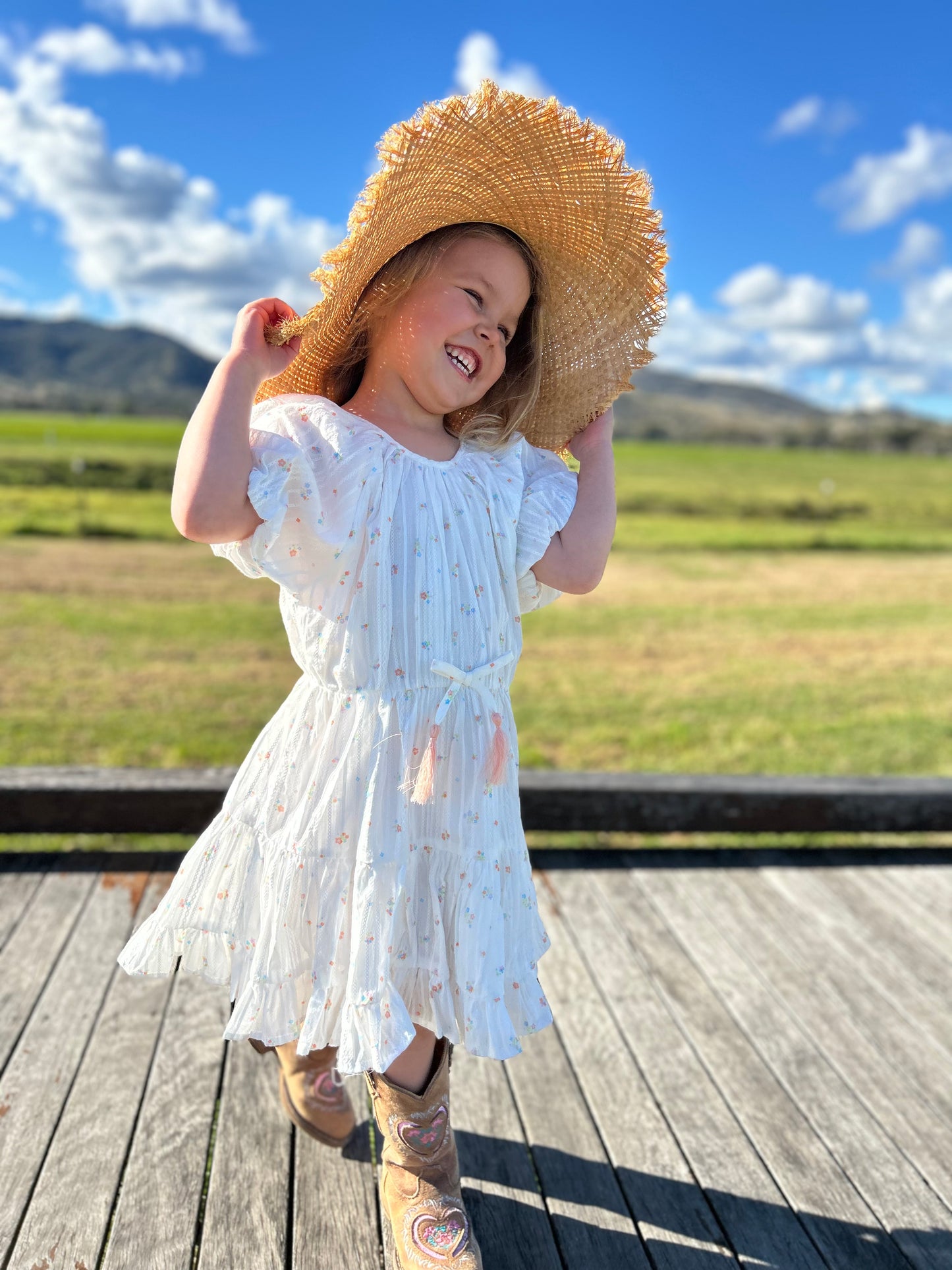 PALM COVE DITSY PRINT TIERED DRESS