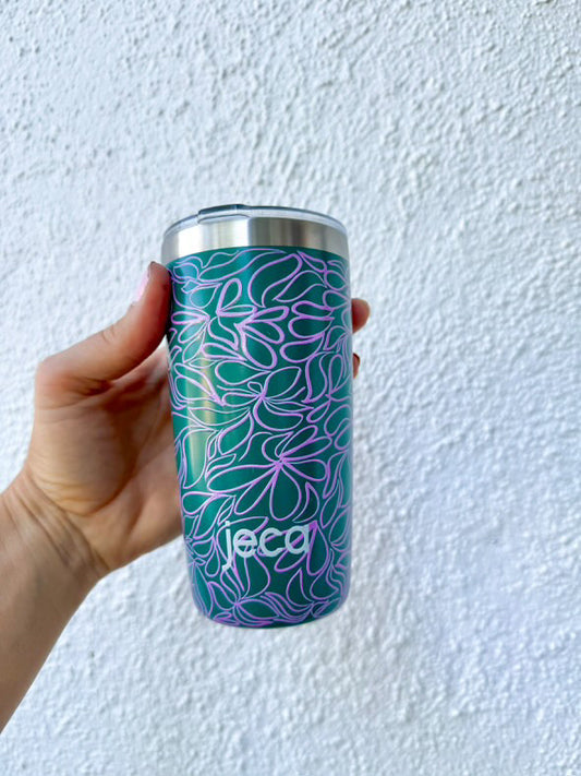 Jeca On-The-Go Tumbler 10 OZ   (296 ML) with Magnetic Slider Lid - Forest Blooms