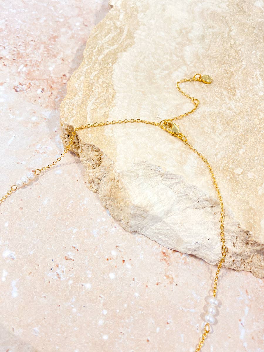 Dainty Pearl Trio 18K Gold Plated Necklace