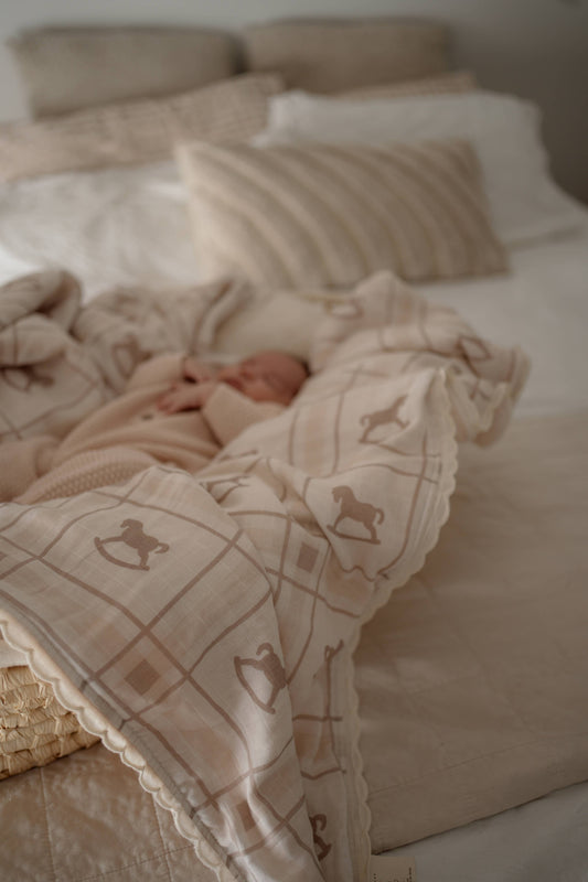 The Rocking Horse Fur Lined Cot Blanket