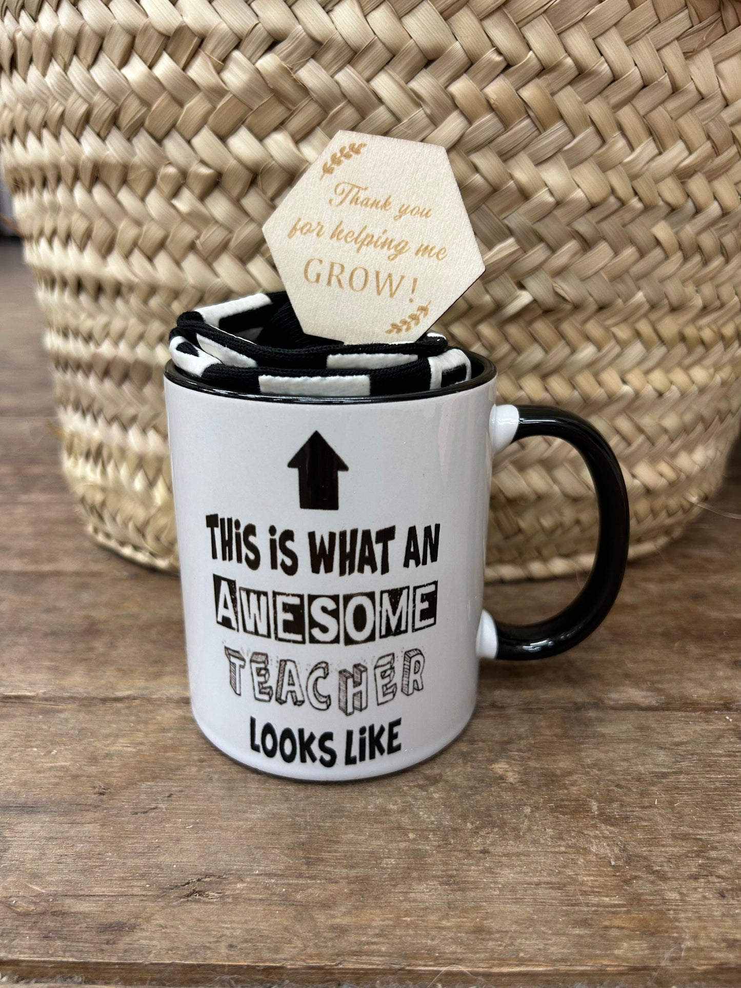 Teacher Mug Black Handle with Off Duty Socks