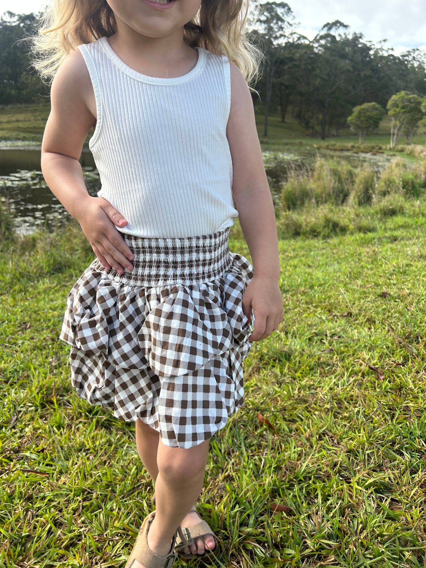 Skylar Check Skirt - Mocha