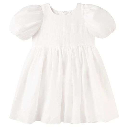 NOA PUFF SLEEVE BOW BACK DRESS - IVORY