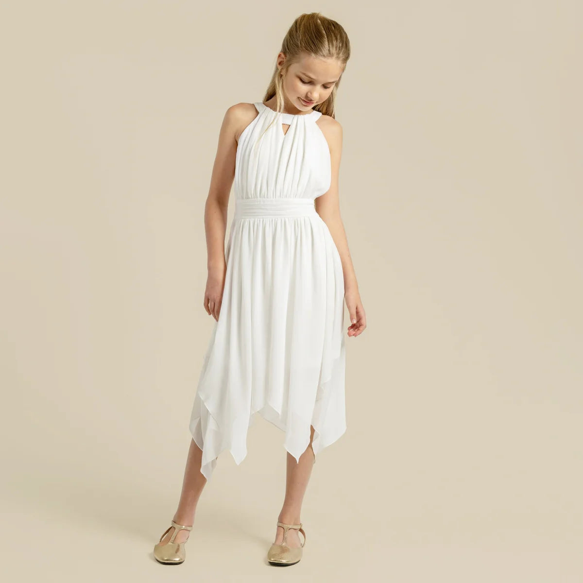 ANGELENE PANELLED DRESS - IVORY