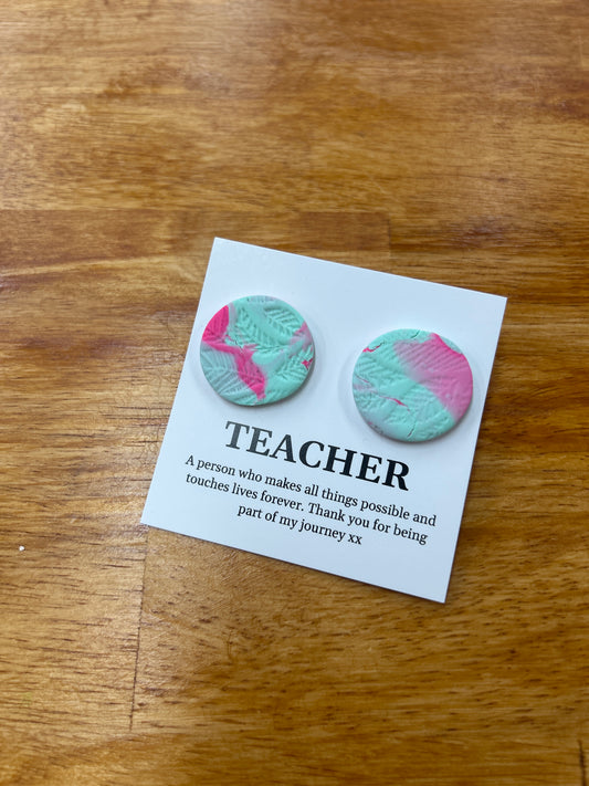 Teacher Maxi Studs - Mint/Pink