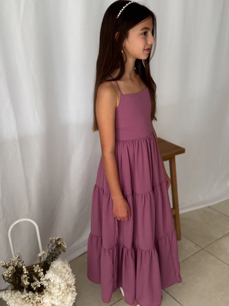 Clara Chiffon Girls Maxi Dress Mauve
