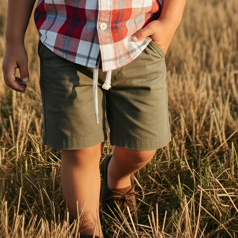 BOYS SONNY SHORTS - GREEN LINEN