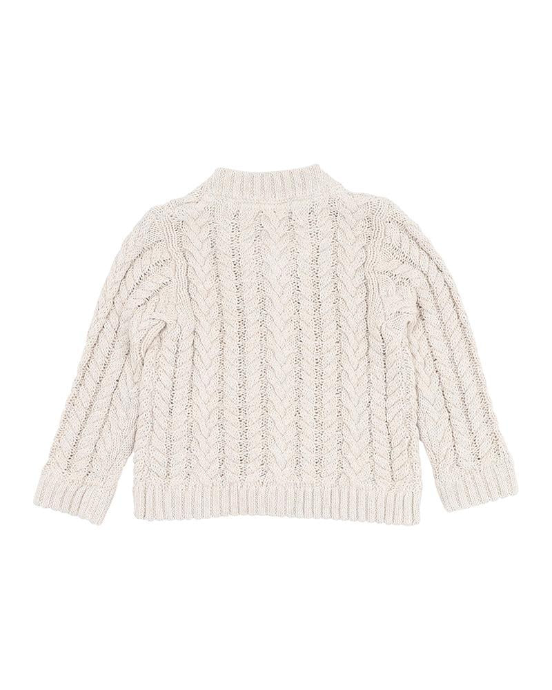 OLIVER CABLE KNITTED STONE CARDIGAN