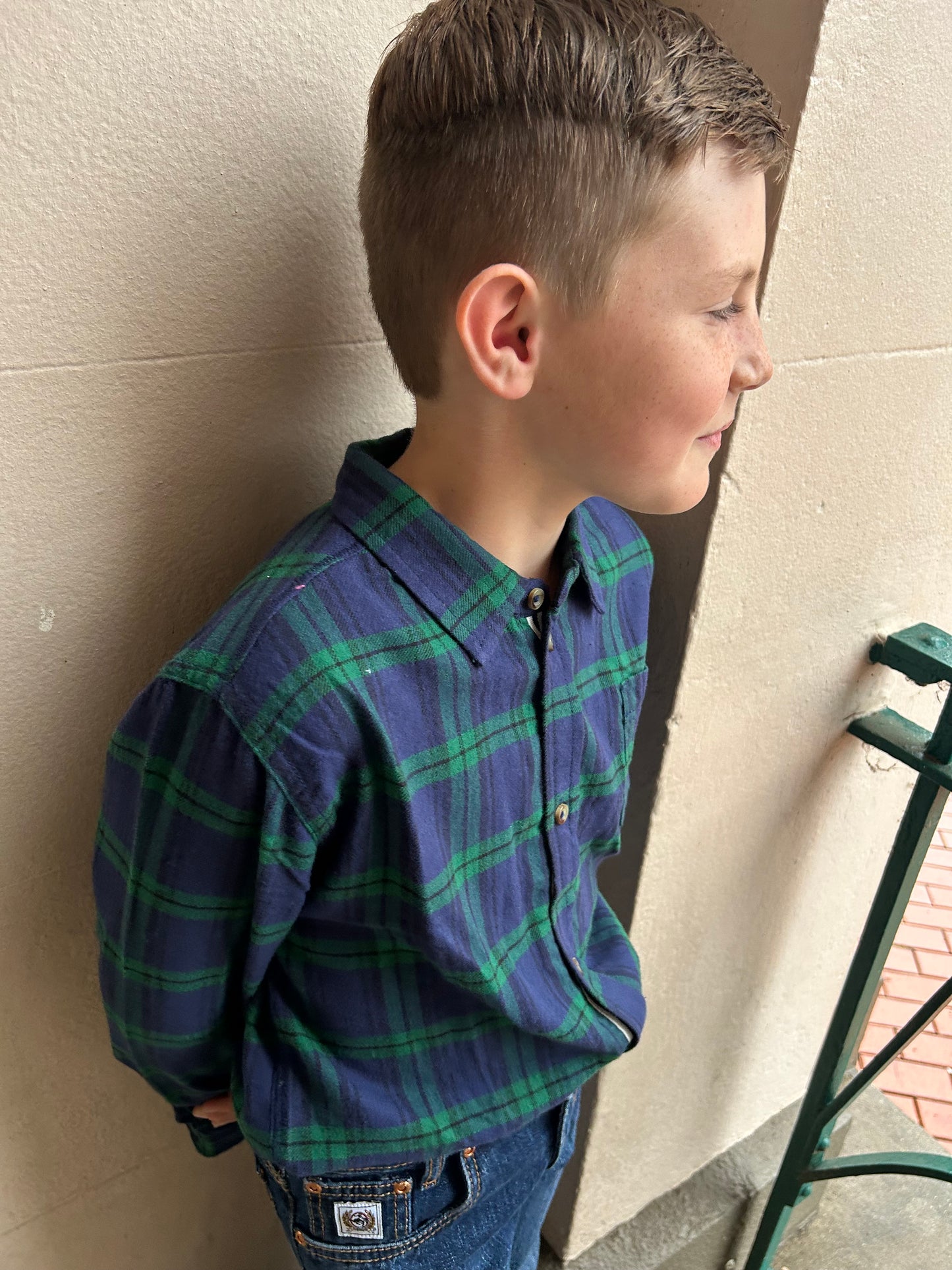 Boys Blackwatch Plaid Button Down Shirt