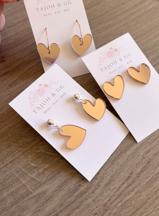 Rose Gold Mirrored Hearts | Large