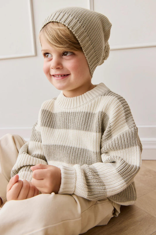 Johan Knit Jumper - Wide Knit Stripe Cloud/Raindance