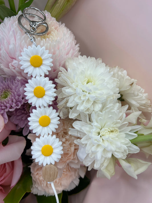 White Flower Keychain