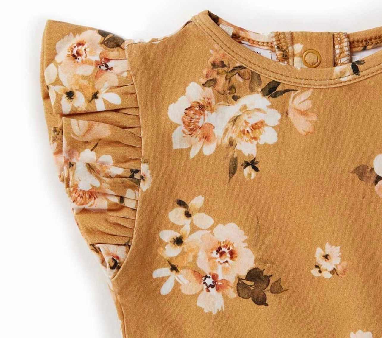 Golden Flower Short Sleeve Organic Bodysuit