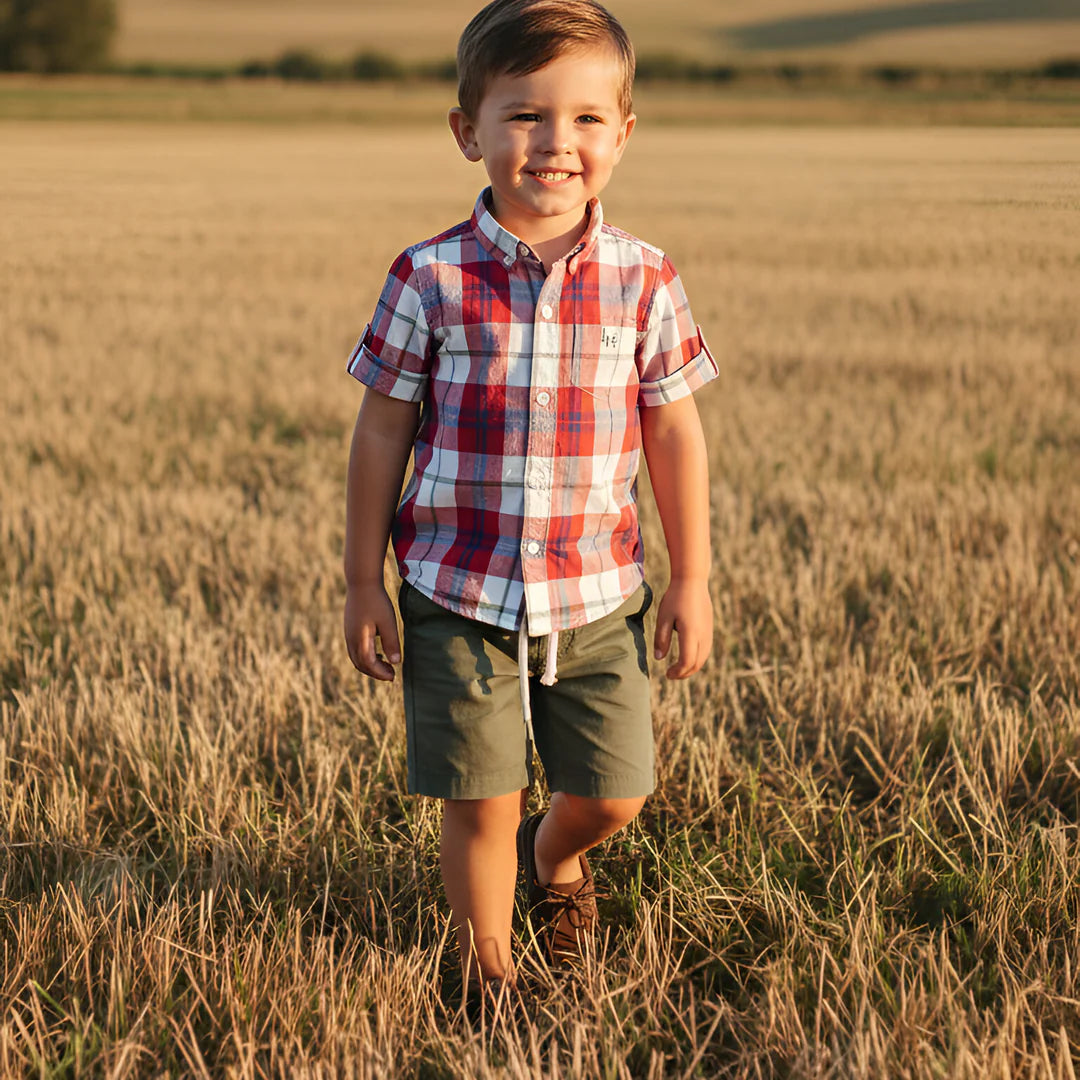 BOYS SONNY SHORTS - GREEN LINEN
