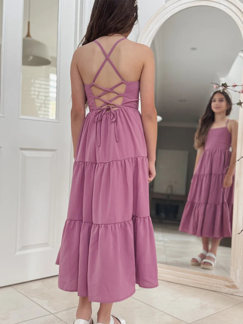 Clara Chiffon Girls Maxi Dress Mauve