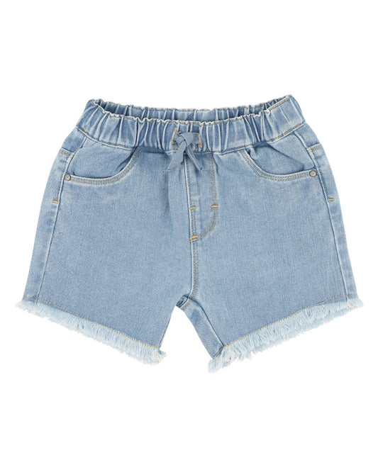 GIRLS DENIM SHORTS WITH SMILEY BADGE 3-7 YRS