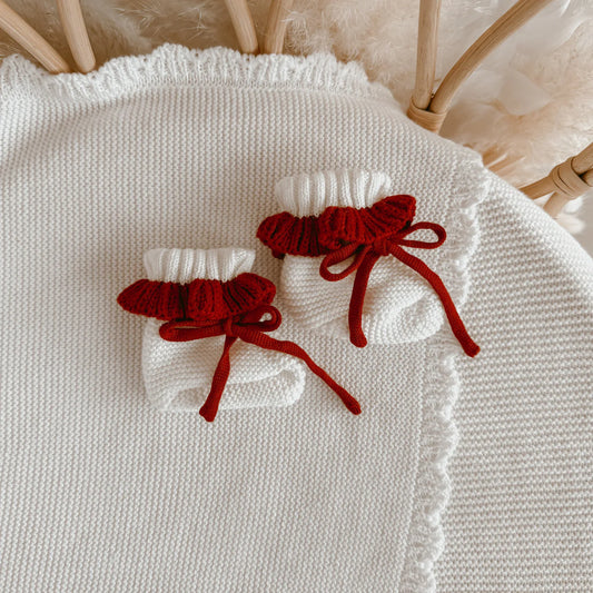 Christmas Knit Booties - Frill