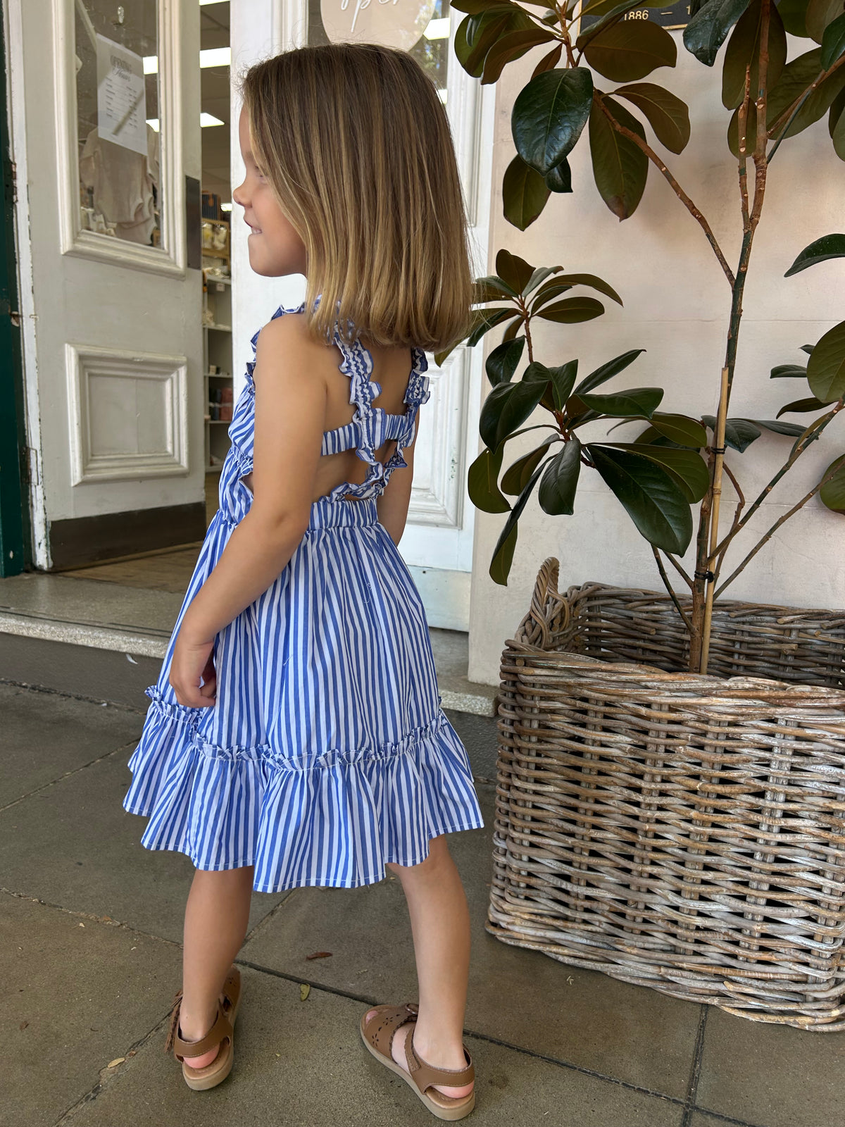 SUMMER VACAY BLUE STRIPE DRESS 3-7 YRS