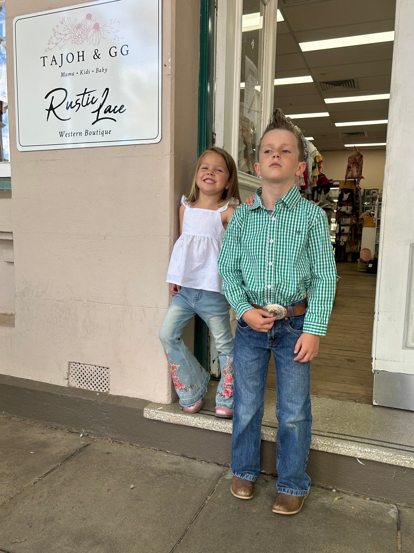 BOYS DRESS SHIRT - BRIGHT GREEN CHECK