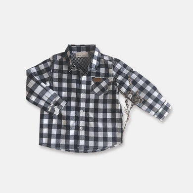 Boys Dress Shirt - Large Navy Check