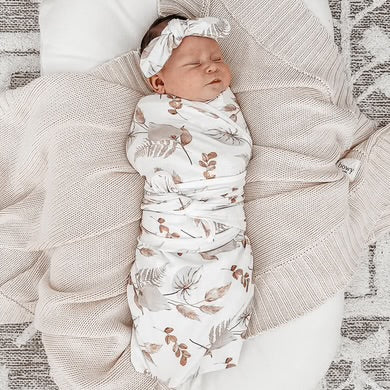 Porcelain Jersey Swaddle Stretch Wrap & Top Knot